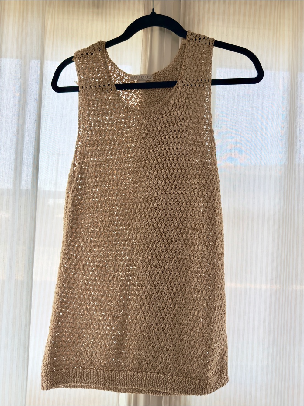 Eva Mendes Beige Crochet Tank Top - Women